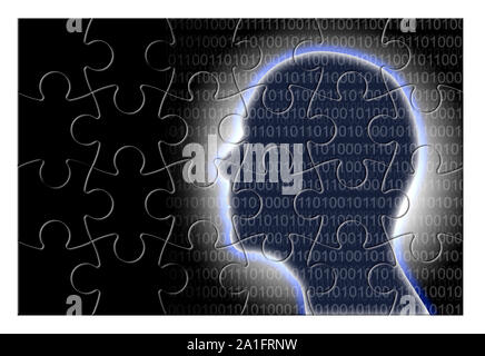 Futurustic artificial intelligence - concept image in jigsaw puzzle shape Stock Photo