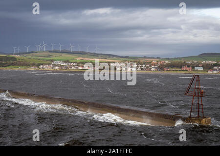 windfarm on the scottish coast at ardrossan Stock Photo