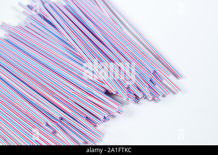 Colorful drinking straws isolated on white background Stock Photo