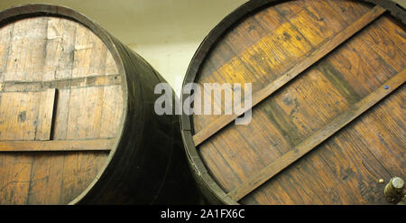 Cask of wine. System is very typical in Spain to sell wines such as Rioja and Ribera del Duero. Stock Photo