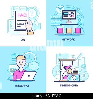 Business - set of line design style colorful illustrations Stock Vector