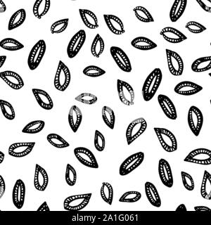 seamless vector pattern with black leaves on a white background Stock Vector