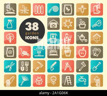 Garden Farm flat vector icon outline isolated. Graph symbol for your web site design, logo, app, UI. Vector illustration, EPS10. Stock Vector