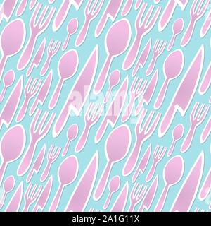 seamless pattern repeat of cutlery including knife fork and spoon Stock Vector