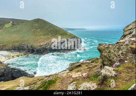 Stunning coastal scenery at Chapel Porth on the St Agnes Heritage coast in Cornwall, England, UK. Stock Photo