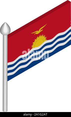 Isometric Illustration of Flagpole with Kiribati Flag Stock Vector