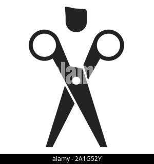 Scissor guy icon in flat and geometric style. Vector illustration. Stock Vector