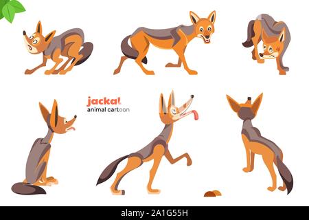 Jackal Cartoon Character Vector illustration. Set of cute cartoon characters. Stock Vector