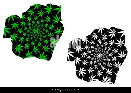 Imo State (Subdivisions of Nigeria, Federated state of Nigeria) map is designed cannabis leaf green and black, Imo map made of marijuana (marihuana,TH Stock Vector