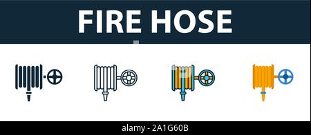 Fire hose reel isolated in flat style. Extinguishing equipment of  firefighter icon. Protection symbol. Vector illustration Stock Vector Image  & Art - Alamy