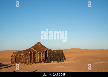 nomadic tent in desert of Morocco Stock Photo