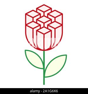 Urban flower concept. Block building as nature construction. Vector illustration. Stock Vector