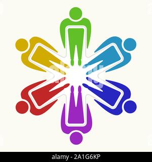 People group icon into a star or asterisk. Vector illustration. Stock Vector