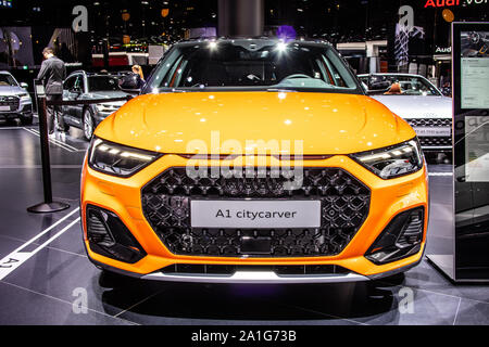 Frankfurt, Germany, Sep 2019: metallic orange new Audi A1 citycarver at IAA, 2nd gen, MQB platform, 2020 model year, supermini car produced by Audi AG Stock Photo