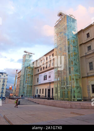 MADRID, SPAIN - MARCH 13: Sunset in Reina Sofia Museum on March 13, 2013 in Madrid. The Reina Sofia Museum is dedicated to the exhibition of modern an Stock Photo