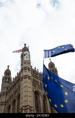 Pro Brexit Placards Are Seen Outside The House Of Parliament As Mps Debate Eight Motions Related To Brexit With Voting To Begin Later This Evening Stock Photo Alamy