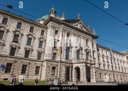 The Justizpalast Munich (Palace of Justice) home to Landgericht München (District Court Munich) in Munich, Bavaria, Germany. Stock Photo