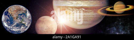 planets in the row Solar system in the starry universe panorama Elements of this image furnished by NASA Stock Photo