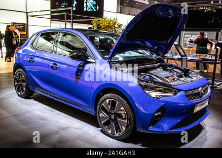 Frankfurt, Germany, Sep 2019 all new electric OPEL Corsa-e F, IAA, PSA CMP  EMP1 platform, 6th gen, 2020 model year supermini EV car produced by Opel  Stock Photo - Alamy