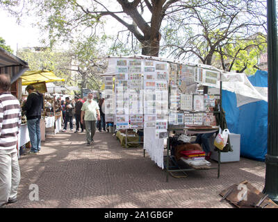 BUENOS AIRES, - SEP 30: Street market in Plaza Dorrego in San Telmo district, Buenos Aires on September 30, 2012. The city is a popular tourist destin Stock Photo