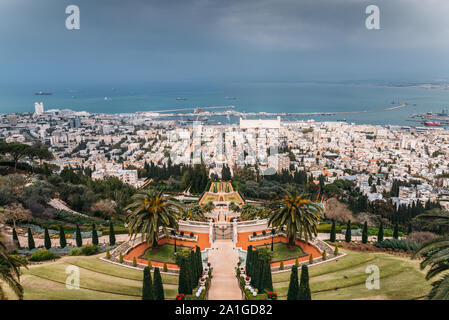 Bahai temple in Haifa, Israel. Stock Photo