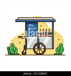 Chicken noodle cart illustration Stock Photo