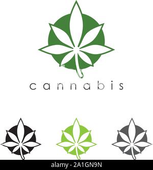 Cannabis leaf logo Designs Inspiration Isolated on White Background, maple cannabis logo icon vector, Marijuana leaf logo design template Stock Vector