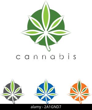 Cannabis leaf logo Designs Inspiration Isolated on White Background, maple cannabis logo icon vector, Marijuana leaf logo design template Stock Vector
