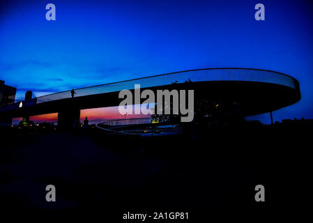 Bridge and sunset in Prague Stock Photo