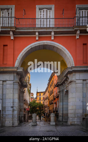 The Plaza Mayor is a major public space in the heart of Madrid, the capital of Spain. It was once the centre of Old Madrid. It was first built (1580–1 Stock Photo