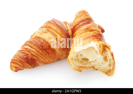 Plain Butter Croissant Isolated On White Stock Photo