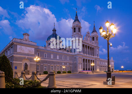 Almudena Cathedral (Santa María la Real de La Almudena) is a Catholic church in Madrid, Spain. It is the seat of the Roman Catholic Archdiocese of Mad Stock Photo