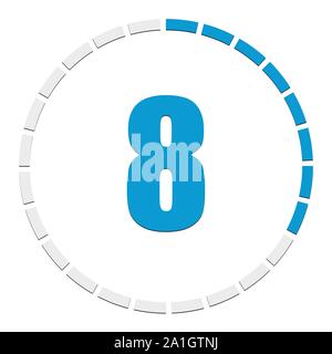 Progress, completion, step indicator. Segmented circle as duration, sequence, steps infographics element. Circular chart, graph. Diagram from 1-24 sec Stock Vector