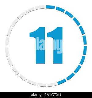 Progress, completion, step indicator. Segmented circle as duration, sequence, steps infographics element. Circular chart, graph. Diagram from 1-24 sec Stock Vector
