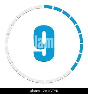 Progress, completion, step indicator. Segmented circle as duration, sequence, steps infographics element. Circular chart, graph. Diagram from 1-24 sec Stock Vector