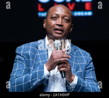 New York, NY - September 26, 2019: Patrice Motsepe attends press conference for Global Citizen & Teneo unveiling campaign plans and 2020 headliners at St. Ann's Warehouse Stock Photo