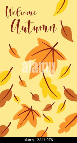 fall leafs autumn background illustration for banner and card invitation Stock Vector