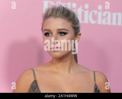 New York, NY - September 26, 2019: Julia Schlaepfer wearing dress by Paolo Sebastian attends Netflix The Politician premiere at DGA Theater Stock Photo