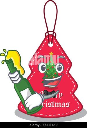 With beer Christmas tags hanging on cartoon walls Stock Vector