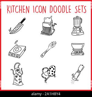 Vector icons set of many kitchen objects. All elements easy to modify – you can change colors, size. Pack include version EPS & JPG Stock Vector