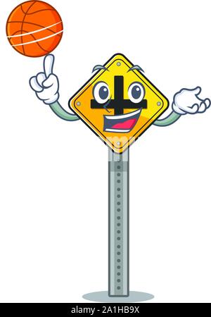 With basketball crossroad sign cartoon shape the mascot Stock Vector