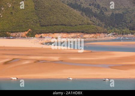 Basque country landscape in Urdaibai Biosphere reserve estuary. Euskadi, Spain Stock Photo