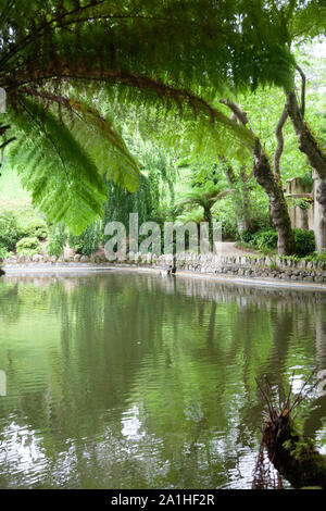 Pond and Gardens at Palacio da Pena in Sintra, Portugal Stock Photo