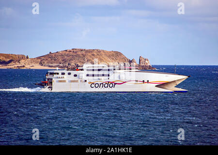 Condor Ferries high speed car and passenger ferry Condor Rapides leaving Saint-Malo Brittany France Stock Photo