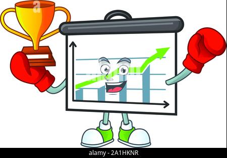 Boxing winner up graphic board cartoon mascot style Stock Vector