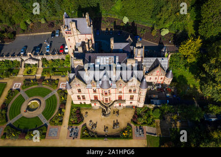 Aerial of Belfast Castle at Cavehill Country Park, Belfast, Northern Ireland Stock Photo