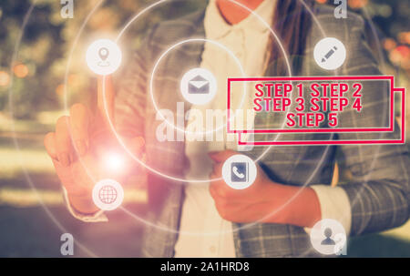 Handwriting text writing Step 1, 2, 3, 4 and 5. Conceptual photo Steps levels of a process work flow Stock Photo
