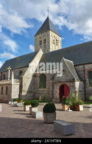 Church of St. Martin at Veules-les-Roses, Normandy, France Stock Photo