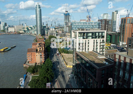 Nine Elms Lane construction by the river Thames in south London. August 6, 2019 Stock Photo