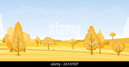Autumn landscape with fields Stock Vector